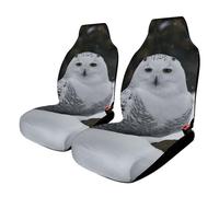 HETVBNS - Breathable Car Seat Cover Snow Owl Pattern with Elastic Band Edge Car Seat Cushions Auto Interior Accessories for SUV Sedan
