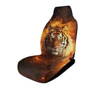 HETVBNS Breathable Car Seat Cover Tiger Cold on Fire Front Car Seat Protector with Elastic Edge Car Seat Pads Car Interior Accessories Fits For