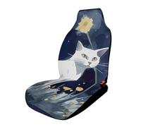 HETVBNS Breathable Car Seat Cover White Cat Car Front Seat Protector with Elastic Band Edge Auto Seats Cushions Cars Interior Accessories Fit SUV Sedan Van Truck 1PCS
