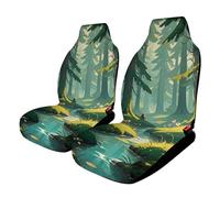 HETVBNS - Breathable Fantasy Design Car Seat Cover Dark Green Car Front Seat Protector with Elastic Band Edge Car Seat Cushions