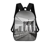 HETVBNS Brooklyn Bridge Backpack for Women Men, Durable 600D Polyester Bookbag with Large Capacity, Lightweight 17 Inch Laptop Backpack Minimalism Casual Daypack for Work, Travel