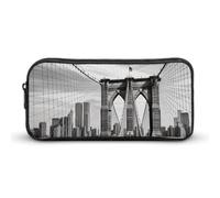 HETVBNS Brooklyn Bridge Pencil Case Large Capacity, Durable Pencil Pouch Portable Small Cosmetic Bag with Metal Zipper, Simple Makeup Pouch Aesthetic Toiletry Bag for Travel Office