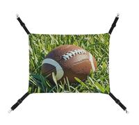 HETVBNS Brown Football Green of Grass Pet Hammock for Cats & Dogs, Soft Breathable Canvas Hanging Hammock with Adjustable Straps, Comfortable & Durable Hanging Bed for Small to Medium Pets