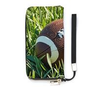 HETVBNS Brown Football Green Of Grass Wallet, Elegant Wristlet Wallet with Multi-Card Slots, PU Leather Long Purse for Women, Men