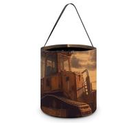 HETVBNS Bulldozer Evening Candy Bag Halloween Trick Or Treat Bucket 7.9x8.3in, Reusable Gift Bags for Party Holiday Wedding