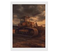 HETVBNS Bulldozer Evening Diamond Painting Kits for Adults, Full Round Drill DIY Diamond Art for Beginners, 5D Gem Art and Crafts for Home Wall Decor 12"x16"