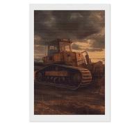 HETVBNS Bulldozer Evening Diamond Painting Kits for Adults, Full Round Drill DIY Diamond Art for Beginners, 5D Gem Art and Crafts for Home Wall Decor 8"x12"