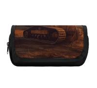 HETVBNS Bulldozer Evening Pencil Case Extra Large, Double Layer Pencil Pouch with Zipper, Portable Cosmetic Bags for Travel, Office Stationery Organizer for Women Men
