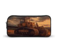 HETVBNS Bulldozer Evening Pencil Case Large Capacity Zipper Pouch, Durable Pencil Box Organizer, Portable Small Cosmetic Bag for Office, Travel