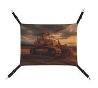 HETVBNS Bulldozer Evening Pet Hammock for Cats & Dogs, Soft Breathable Canvas Hanging Hammock with Adjustable Straps, Comfortable & Durable Hanging Bed for Small to Medium Pets