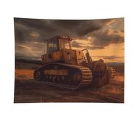 HETVBNS Bulldozer Evening Tapestry Wall Hanging - 30"x40" Aesthetic Tapestries Soft Polyester Wall Art Decor Large Tapestry for Bedroom Living Room Dorm Backdrop, Hanging Kit Included