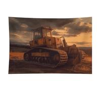 HETVBNS Bulldozer Evening Tapestry Wall Hanging - 60"x90" Aesthetic Tapestries Soft Polyester Wall Art Decor Large Tapestry for Bedroom Living Room Dorm Backdrop, Hanging Kit Included