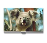 HETVBNS Business Card Holder Metal Business Cards Case Bear Koala Professional Card Organizer Credit Carrier Slim Name Cards Holder ID Case for Men Or Women, Bear Koala, 3.7 × 2.2 × 0.3 Inches, Casual