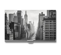 HETVBNS Business Card Holder Metal Business Cards Case Black And White New York Professional Card Organizer Credit Carrier Slim Name Cards Holder ID Case for Men Or Women