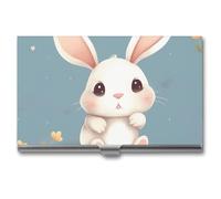 HETVBNS Business Card Holder Metal Business Cards Case Cartoon Cute Bunny Professional Card Organizer Credit Carrier Slim Name Cards Holder ID Case for Men Or Women, Cartoon Cute Bunny, 3.7 × 2.2 ×
