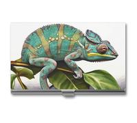 HETVBNS Business Card Holder Metal Business Cards Case Chameleon Professional Card Organizer Credit Carrier Slim Name Cards Holder ID Case for Men Or Women