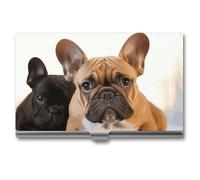 HETVBNS Business Card Holder Metal Business Cards Case Cute French Bulldog Professional Card Organizer Credit Carrier Slim Name Cards Holder ID Case for Men Or Women, Cute French Bulldog, 3.7 × 2.2 ×