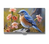 HETVBNS Business Card Holder Metal Business Cards Case Eastern Bluebird Professional Card Organizer Credit Carrier Slim Name Cards Holder ID Case for Men Or Women