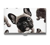 HETVBNS Business Card Holder Metal Business Cards Case French Bulldog Professional Card Organizer Credit Carrier Slim Name Cards Holder ID Case for Men Or Women, French Bulldog, 3.7 × 2.2 × 0.3 Inches