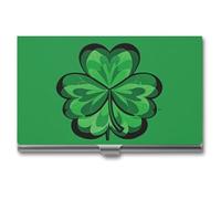 HETVBNS Business Card Holder Metal Business Cards Case Green Shamrock Professional Card Organizer Credit Carrier Slim Name Cards Holder ID Case for Men Or Women, Green Shamrock, 3.7 × 2.2 × 0.3 Inches