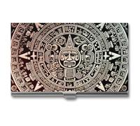 HETVBNS Business Card Holder Metal Business Cards Case Mayan Calendar End Of The World Professional Card Organizer Credit Carrier Slim Name Cards Holder ID Case for Men Or Women