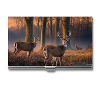HETVBNS Business Card Holder Metal Business Cards Case Nature Wild Animal Deers Professional Card Organizer Credit Carrier Slim Name Cards Holder ID Case for Men Or Women, Nature Wild Animal Deers