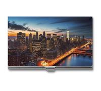HETVBNS Business Card Holder Metal Business Cards Case New York City Scenery Professional Card Organizer Credit Carrier Slim Name Cards Holder ID Case for Men Or Women