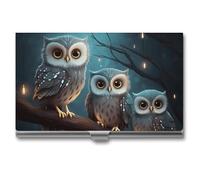 HETVBNS Business Card Holder Metal Business Cards Case Owl on Tree Professional Card Organizer Credit Carrier Slim Name Cards Holder ID Case for Men Or Women, Owl on Tree, 3.7 × 2.2 × 0.3 Inches