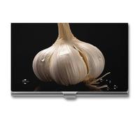 HETVBNS Business Card Holder Metal Business Cards Case Raw Garlic Professional Card Organizer Credit Carrier Slim Name Cards Holder ID Case for Men Or Women