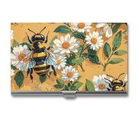 HETVBNS Business Card Holder Metal Business Cards Case Spring Summer Bee Professional Card Organizer Credit Carrier Slim Name Cards Holder ID Case for Men Or Women, Spring Summer Bee, 3.7 × 2.2 × 0.3