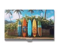 HETVBNS Business Card Holder Metal Business Cards Case Surf's Up Surfboard Professional Card Organizer Credit Carrier Slim Name Cards Holder ID Case for Men Or Women, Surf's Up Surfboard, 3.7 × 2.2 ×