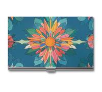 HETVBNS Business Card Holder Metal Business Cards Case Vibrantly Colored Scottish Thistle Pattern Professional Card Organizer Credit Carrier Slim Name Cards Holder ID Case for Men Or Women, Vibrantly