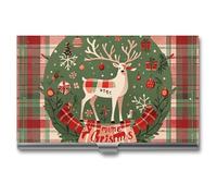 HETVBNS Business Card Holder Metal Business Cards Case Vintage Woodgrain Christmas Wildlife Professional Card Organizer Credit Carrier Slim Name Cards Holder ID Case for Men Or Women, Vintage
