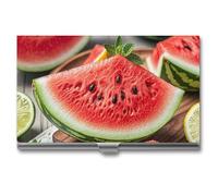 HETVBNS Business Card Holder Metal Business Cards Case Watermelon Lemon Professional Card Organizer Credit Carrier Slim Name Cards Holder ID Case for Men Or Women