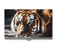 HETVBNS Business Card Holder Metal Business Cards Case Wild Animal Tiger Professional Card Organizer Credit Carrier Slim Name Cards Holder ID Case for Men Or Women, Wild Animal Tiger, 3.7 × 2.2 × 0.3