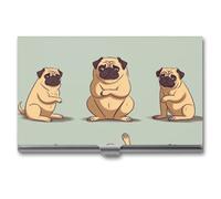 HETVBNS Business Card Holder Metal Business Cards Case Yoga Pug Professional Card Organizer Credit Carrier Slim Name Cards Holder ID Case for Men Or Women, Yoga Pug, 3.7 × 2.2 × 0.3 Inches, Casual