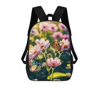 HETVBNS Butterflies And Blooms Backpack for Women Men, Durable 600D Polyester Bookbag with Large Capacity, Lightweight 17 Inch Laptop Backpack Minimalism Casual Daypack for Work, Travel