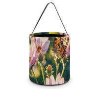 HETVBNS Butterflies And Blooms Candy Bag Halloween Trick Or Treat Bucket 7.9x8.3in, Reusable Gift Bags for Party Holiday Wedding