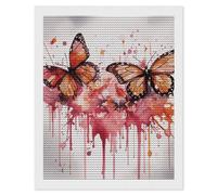 HETVBNS Butterfly Drip Spray Watercolor Diamond Painting Kits for Adults, Full Round Drill DIY Diamond Art for Beginners, 5D Gem Art and Crafts for Home Wall Decor 16"x20"