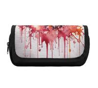 HETVBNS Butterfly Drip Spray Watercolor Pencil Case Extra Large, Double Layer Pencil Pouch with Zipper, Portable Cosmetic Bags for Travel, Office Stationery Organizer for Women Men