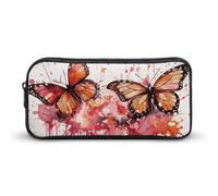HETVBNS Butterfly Drip Spray Watercolor Pencil Case Large Capacity, Durable Pencil Pouch Portable Small Cosmetic Bag with Metal Zipper, Simple Makeup Pouch Aesthetic Toiletry Bag for Travel Office