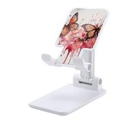 HETVBNS Butterfly Drip Spray Watercolor Phone Stand for Desk - Adjustable & Foldable Tablet Stand Portable Cell Phone Stand Holder Compatible with 4-13" Smartphones, Tablets