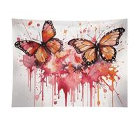 HETVBNS Butterfly Drip Spray Watercolor Tapestry Wall Hanging - 60"x80" Aesthetic Tapestries Soft Polyester Wall Art Decor Large Tapestry for Bedroom Living Room Dorm Backdrop, Hanging Kit Included