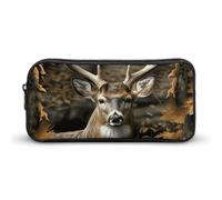 HETVBNS Camouflage Deer Pencil Case Large Capacity, Durable Pencil Pouch Portable Small Cosmetic Bag with Metal Zipper, Simple Makeup Pouch Aesthetic Toiletry Bag for Travel Office