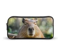 HETVBNS Capybara with Eyes Closed Pencil Case Large Capacity Zipper Pouch, Durable Pencil Box Organizer, Portable Small Cosmetic Bag for Office, Travel