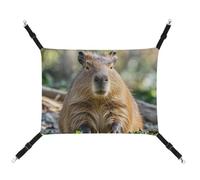 HETVBNS Capybara with Eyes Closed Pet Hammock for Cats & Dogs, Soft Breathable Canvas Hanging Hammock with Adjustable Straps, Comfortable & Durable Hanging Bed for Small to Medium Pets