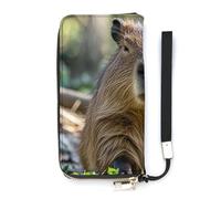 HETVBNS Capybara with Eyes Closed Wallet, Elegant Wristlet Wallet with Multi-Card Slots, PU Leather Long Purse for Women, Men