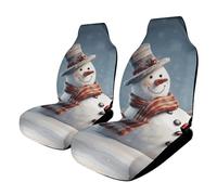 HETVBNS Car Seat Cover Breathable Fun Christmas Snowman Front Seat Protector with Elastic Edge Car Seat Pads Car Interior Accessories Fits For