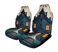 HETVBNS Car Seat Cover Breathable Haunted House Witch Halloween Front Car Seat Protector with Elastic Edge Car Seat Pads Car Interior Accessories