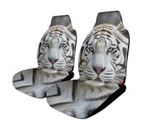 HETVBNS Car Seat Cover Breathable Tiger White Car Front Seat Protector with Elastic Edge Car Seat Pads Car Interior Accessories Fits SUV